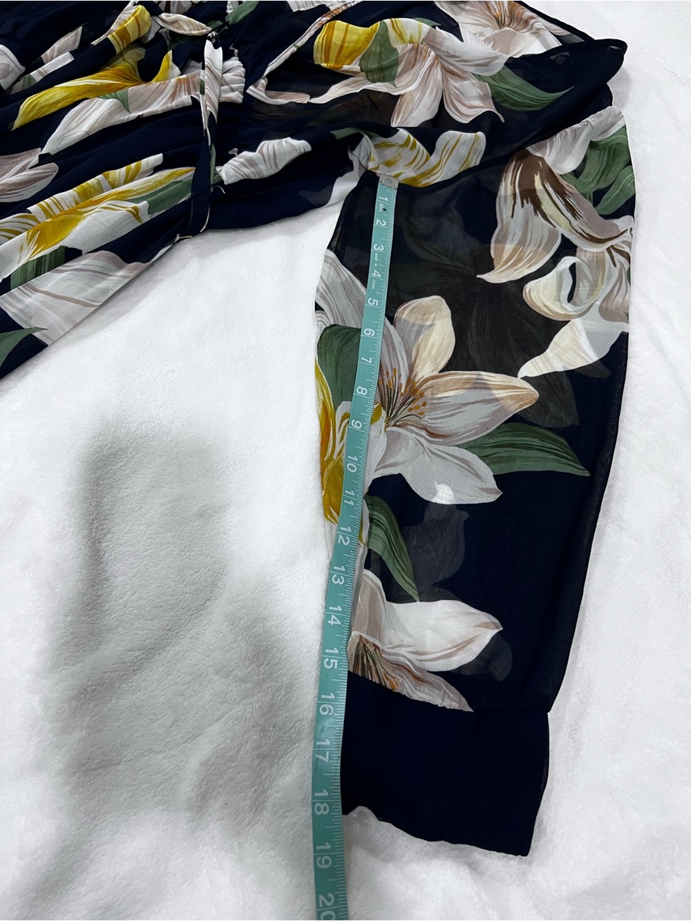 Navy Floral Wrap Maxi Dress with Self-Tie Waist - Picture 5 of 9